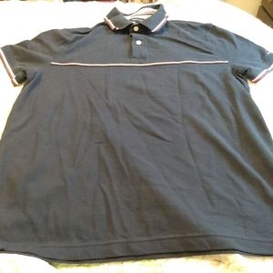 Tommy Hilfiger Men's Medium Blue with Red & White Stripe Retro Polo